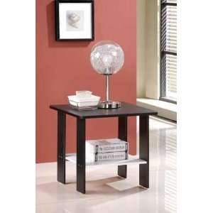  2 Tier Square End Table   Black and White Finish Office 
