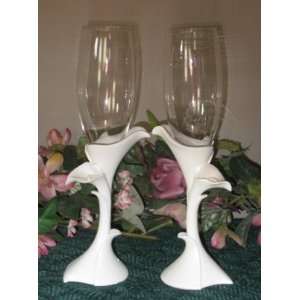  Graceful Lily White Calla Lily Toasting Glasses 