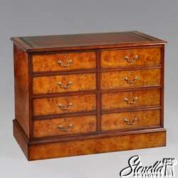   Burl Walnut Leather Top Double Wide File Drawer Cabinet ~ New  