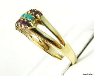 TURQUOISE & 1.08ctw Ruby Band RING   14k Yellow Gold  