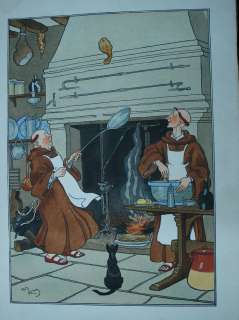 Harry Eliott funny Franciscan monks cooking ENGRAVING  