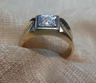 Mens 10k yellow gold Mine cut .35ct diamond ring size 81/2  