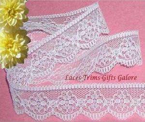10 Yds White 1 1/8 Corded Bridal Lace Trim Style H02V  