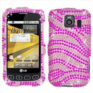 Pink Zebra Bling Hard Case Cover for LG Optimus V VM670 Virgin Mobile 