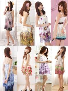 Womens Hippie BOHO Exotic Summer Floral Prints Chiffon Dress Multi 