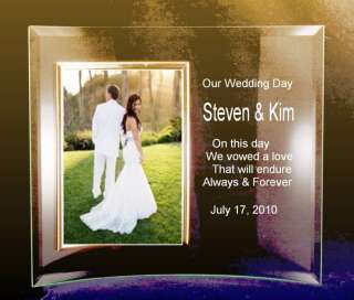Personalized Glass Wedding Picture Frame 5 x 7 Photo  