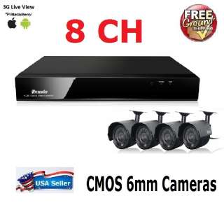 ZMODO 8 CH CCTV H.264 Security DVR 4 Outdoor Night Vision Cameras 