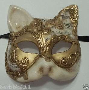   Gold Gatto Cat Masquerade Mardi Gras Mask Italy Italian Venetian Music