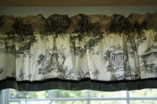 Black Beige Scenic Toile Valance 17 X 81 Can Alter Curtain Window 