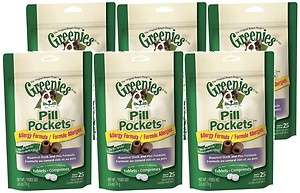 Greenies 6pk Small Pill Pockets Dog Allergy Duck 150ct  