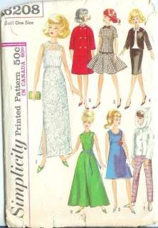 Vintage Barbie Fashion Doll 11 1/2 Clothes Simplicity Sewing Pattern 