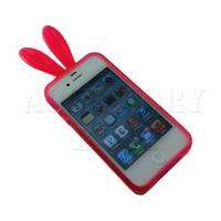 Apple iPhone 4S Hot Pink Bunny Rabbit Protective TPU Rubber Skin Case 
