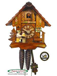 Black Forest Cuckoo Clock 1 Day Moving Beerdrinker NEW  