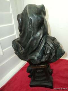 ANTIQUE Victorian Chalkware EGYPTIAN Ethiopian QUEEN Bust Statue 19C 