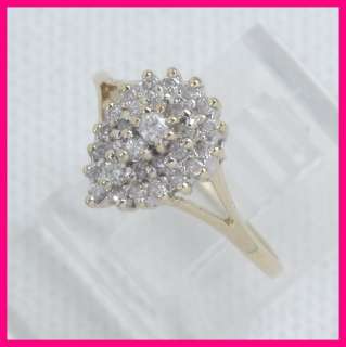 14kyg Round Diamond Cluster Right Hand Ring .61 carats