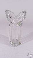 Mikasa Deco Pattern V shaped Crystal Glass Flower Vase  
