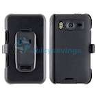 WHITE HTC INSPIRE 4G DOUBLE LAYER CASE OTTERBOX TYPE BLACK CLIP STAND 