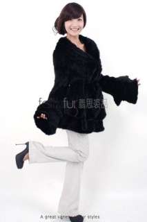 Genuine Mink Fur Knitted Braided Jacket Coat Overcoat  