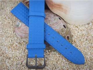PU COATED LEATHER WATCH BAND 20MM BLUE  