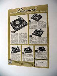 Garrard 60 50 70 40 SP20 Lab 80 Turntable 1966 print Ad  