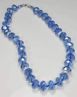 Crystal Glass Blue Faceted 16x12mm Necklace Earring Set  