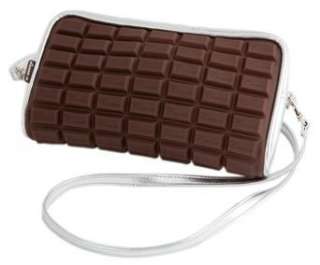   Bag Schokoladen tafel handtasche Braun   Silber rechteckige Form 9036