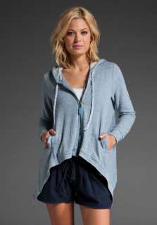 SPLENDID Chambray Blue Heather Active Cape Hoodie in Chambray at 