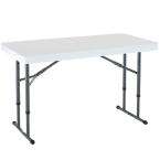 Depot   White Granite 24 in. x 48 in. Adjustable Height Folding Table 