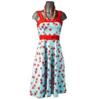 Hell Bunny Kleid CHERRY 50S DRESS lightblue  Bekleidung