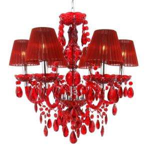 Roxy Lighting Concerto 6 Light Red Chandelier 708C/6RD at The Home 