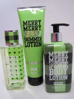 NEW VICTORIA SECRET MERRY MERRY PINK MIST BODY & SHIMMER LOTION 