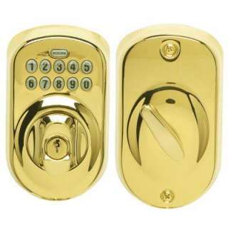 Schlage Plymouth Bright Brass Keypad Deadbolt BE365 PLY 505 605 at The 