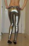 Shiny Silver FULL LENGTH Leggings Tight Pants Rock p165  