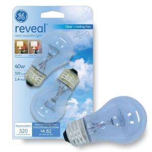 GE Reveal Clear 40 Watt A15 Ceiling Fan Incandescent Light Bulb (2 