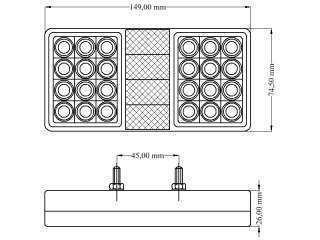 LED Rückleuchte für Anhänger 4 Funktionen 12V flach 150 x 75 x 26 