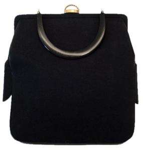 Vintage La France Black Wool Knit Handbag 1940’S  