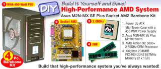   Kingston DDR2 667 Memory, ATX Clear Side Mid Tower Case, 450 Watt