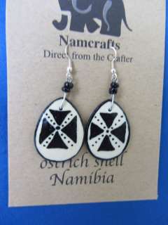 African Jewelry OSTRICH EGG SHELL EARRINGS NAMIBIA B  