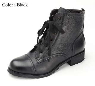 New Womens 6 Eyelet Lace up Leather Combat Ankle Boots  