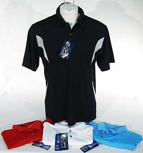 NWT PGA Tour Dry Performance Mens Polo Golf Shirt Black/Red/Blue/White 