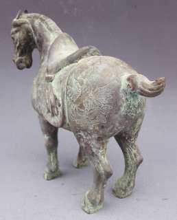 Old Chinese Purple Bronze Phoenix War Horse Statue  