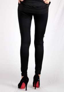   zippers blacks lady full leggings stretchy tight pants N18  