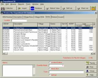 Department 56 Collectors SOFTWARE & DATABASE  