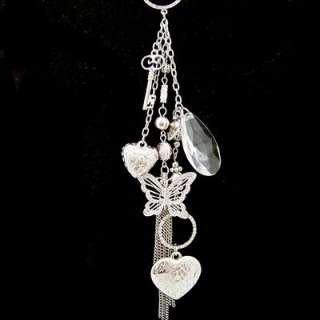 vintage antique style silver gp multi charm pendant long necklace 
