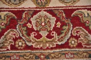 FOOT SQUARE AREA RUG HAND KNOTTED IVORY RED JAIPUR  