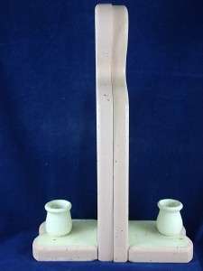 Wooden Taper Candle Holders 2 Wood Wall Art Sconces 12 Shabby Pink 