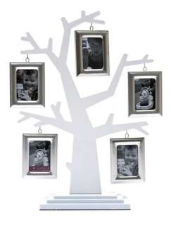 Design Fotohalter Family tree silber mit 5 Bilderrahmen  