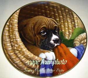 SIMON MENDEZ Boxer Puppies LITTLE HELPER Plate Cute  