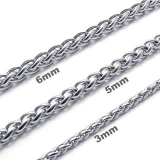 6mm 10 36 Silver Tone Mens Stainless Steel Necklace Twist Chain 