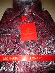 Mens Leonardi Red & Gray Paisley High Class Shirt  